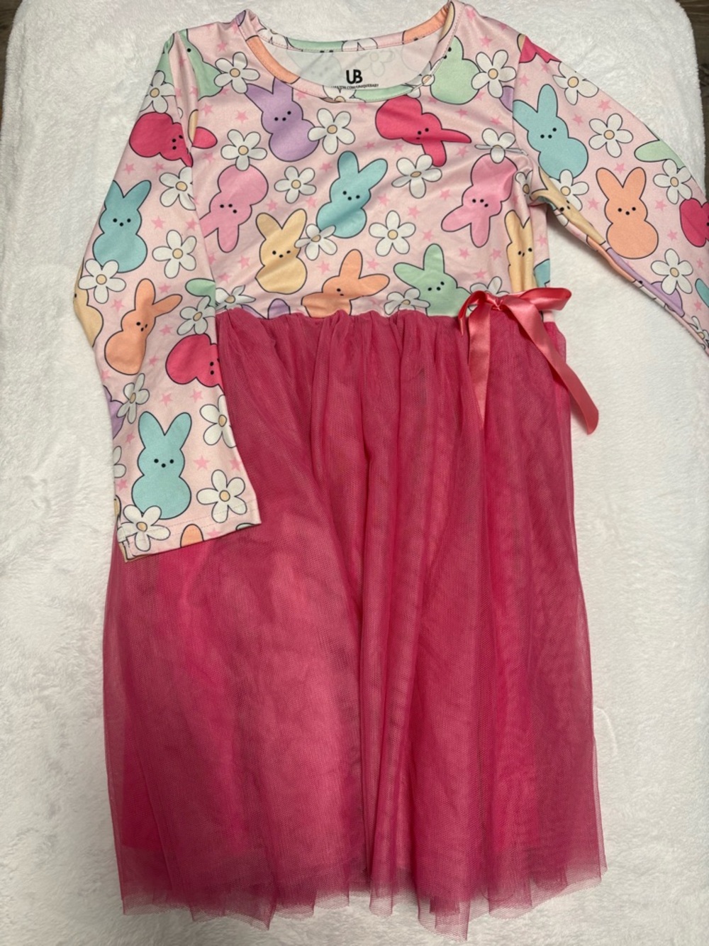 Peeps Easter Bunny Tulle Dress Girls 8Y Pastel Unique Baby EUC